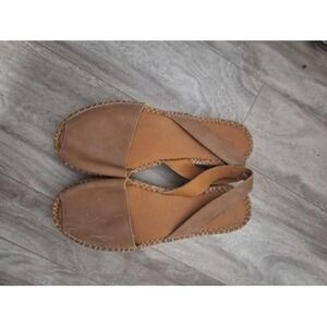 Alohas Flat Espadrille Sandals Brown Leather 39EU 8.5 US